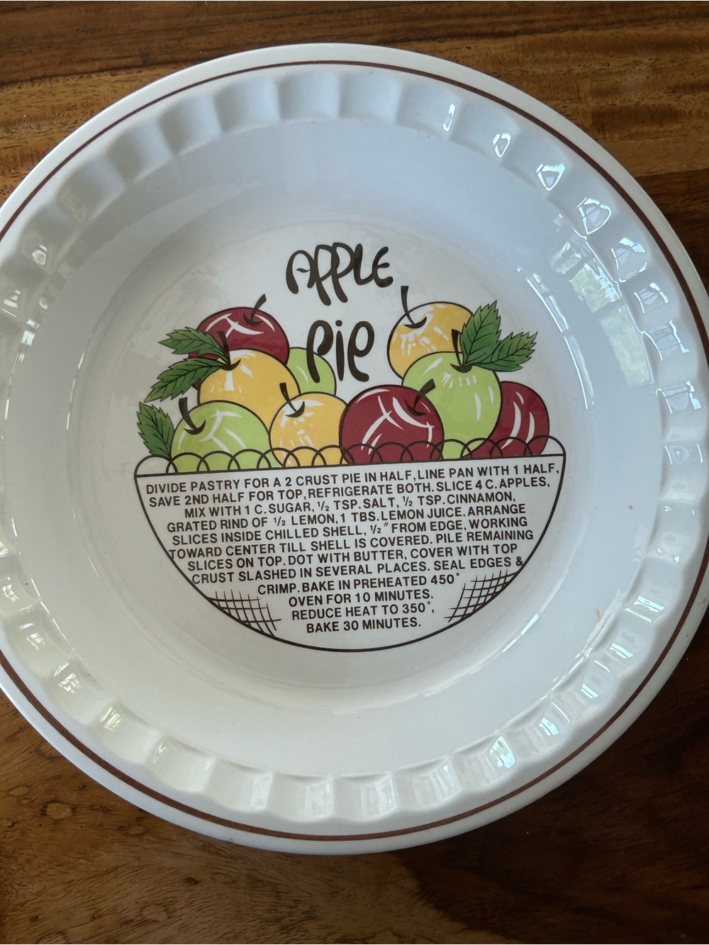 Vintage Hankook Apple Pie Recipe Stoneware Pie Dish Kitchen
